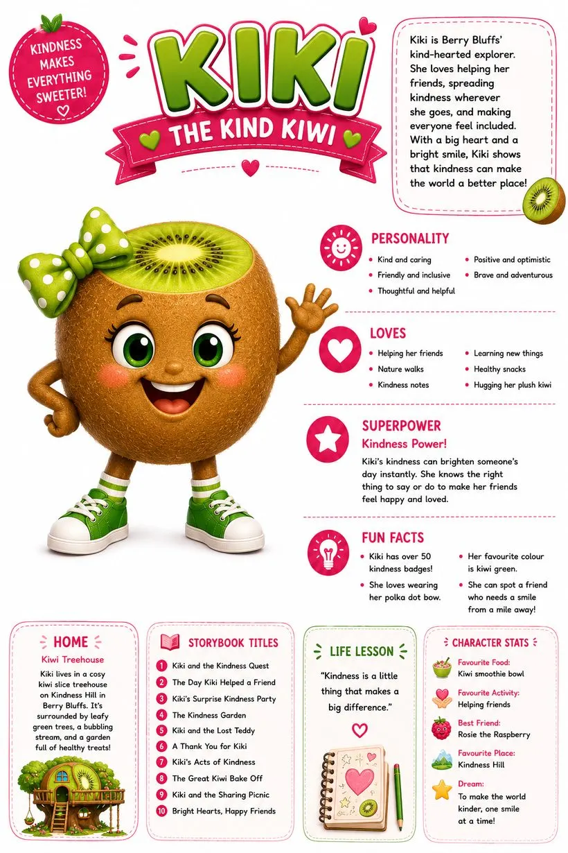Kiki the Kind Kiwi facts