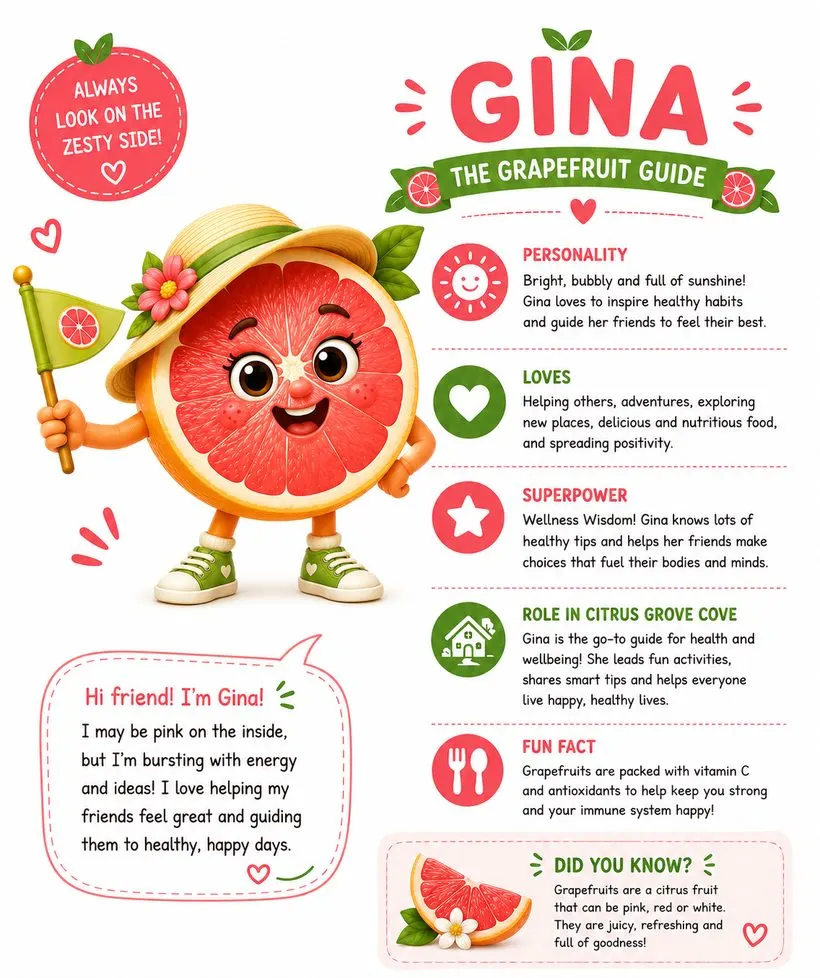 Gina the Grapefruit Guide facts